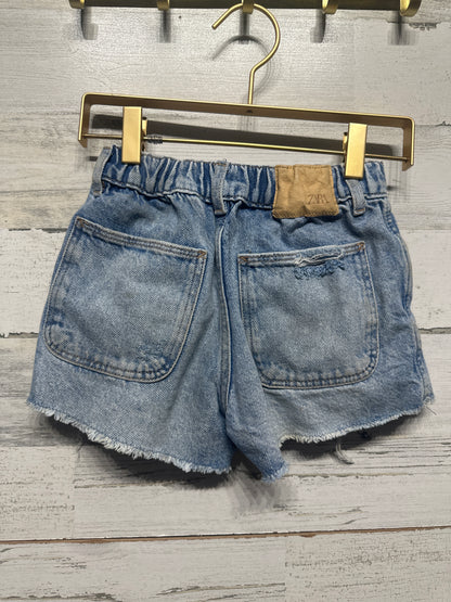 Girls Size 7 (122cm) Zara Distressed Denim Adjustable Waist Shorts - Good Used Condition
