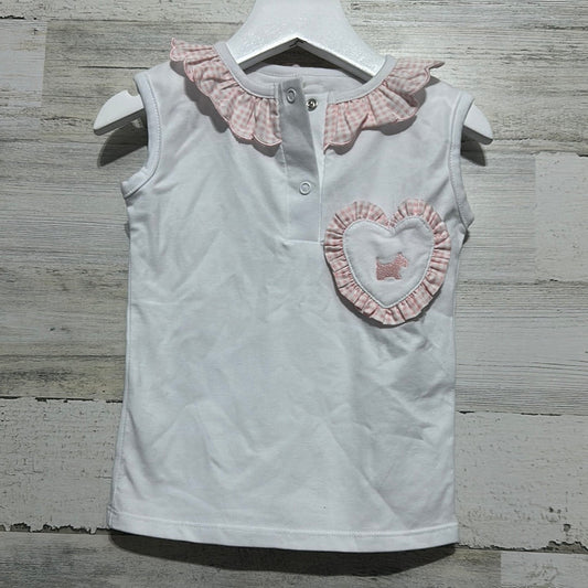 Girls Size 8T Sal and Pimenta white sleeveless shirt with pink plaid ruffle collar -new with tags