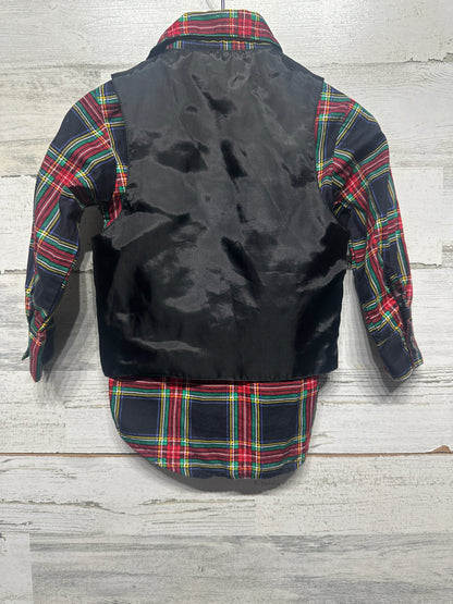 Size 2t Kenneth Cole Holiday Button Up Shirt and Vest - Very Good Used Condition