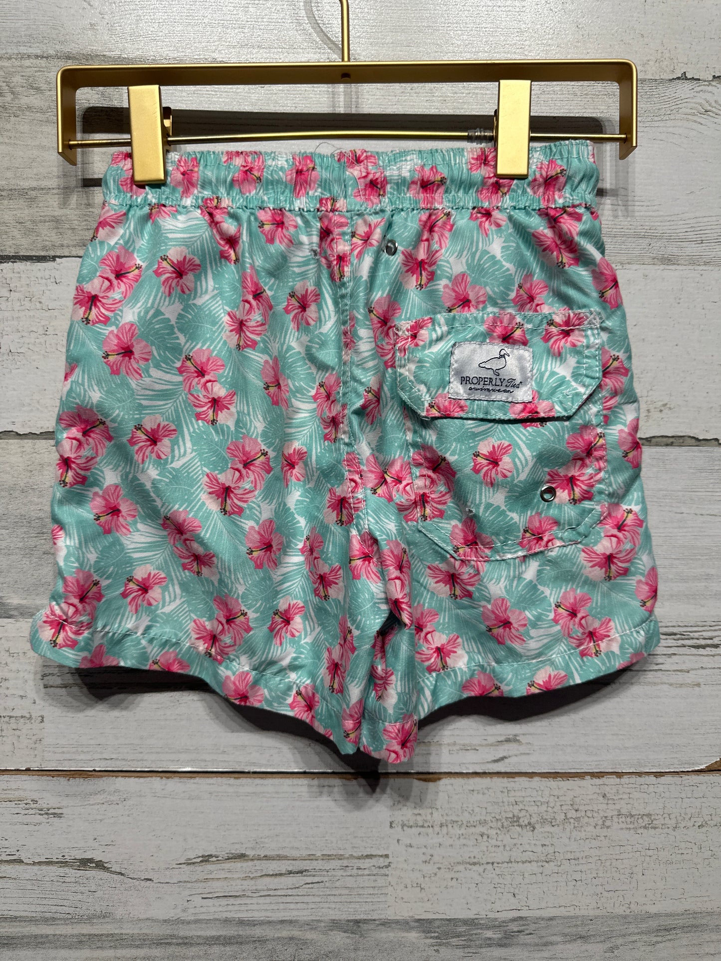 Boys Size 4t Properly Tied Floral Swim Trunks - Good Used Condition