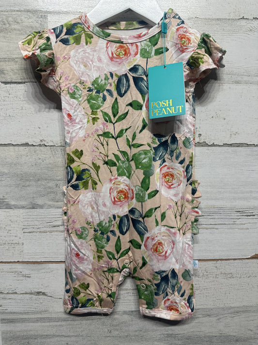 Size 9-12m Posh Peanut Bamboo Harper Ruffle Romper - New With Tags