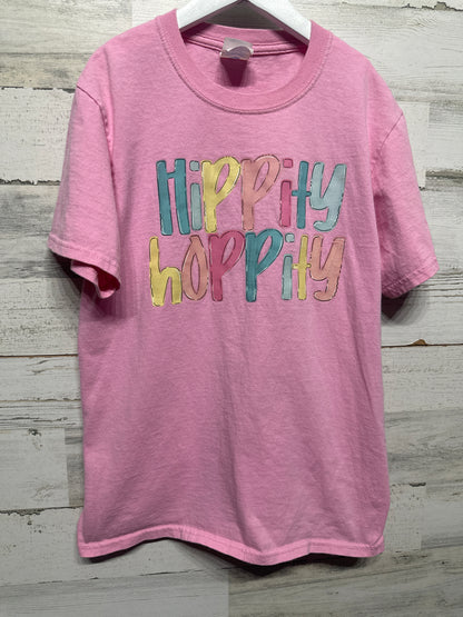 Girls Size Youth Large Hippity Hoppity Easter Shirt - Very Good Used Condition