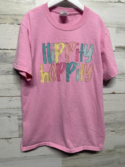 Girls Size Youth Large Hippity Hoppity Easter Shirt - Very Good Used Condition