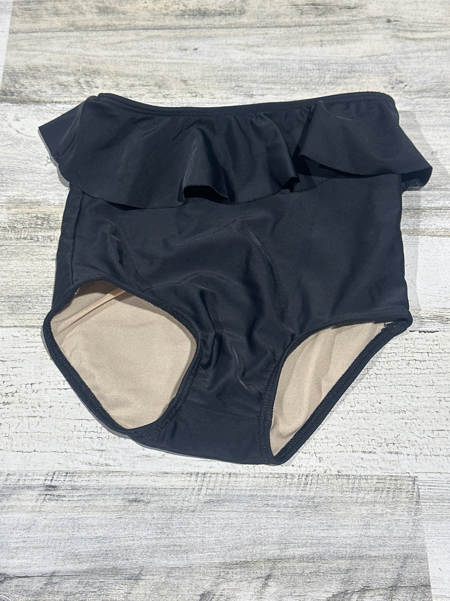 High Waisted Black Ruffle Swim Bottoms - Kortni Jeane - Good Used Condition
