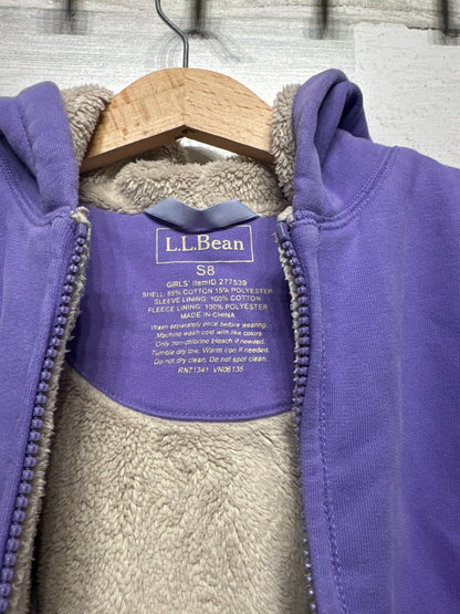 LL Bean Girls Size 8 Small Purple Fleece Lined Jacket VGUC