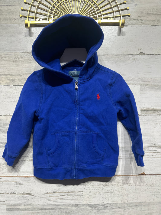 Boys Size 24m Polo By Ralph Lauren Blue Hooded Jacket - Good Used Condition