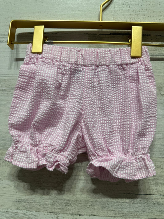 Girls Size 3m Funtasia Too Pink Gingham Seersucker Ruffle Shorts - Very Good Used Condition