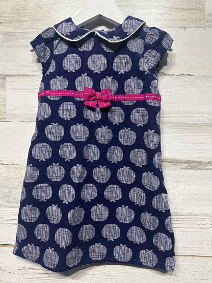 Girls Preowned Size 3t Gymboree Navy Cord Apples Dress - Good Used Condition