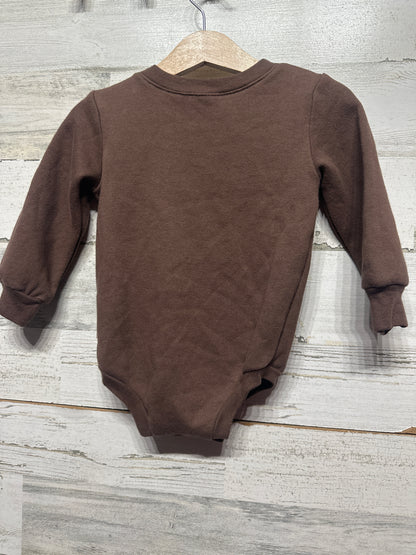 Boys Size 12m Disney Baby Plaid Mickey Sweatshirt Bodysuit - Very Good Used Condition