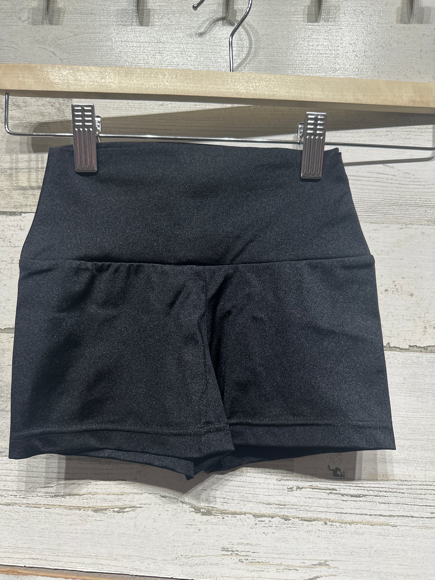 Girls Size 7-8 IC (Intermediate Child) Weissman Elite Black Lustre Wide Waist Dance Shorts - Very Good Used Condition