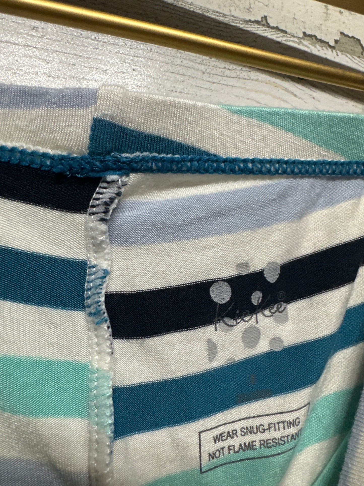 Boys Size 8 Kickee Pants Bamboo Striped Fitted Pajama Set  - Good Used Condition