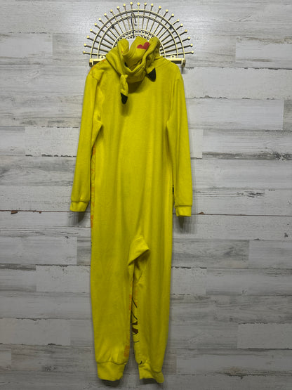 Boys Size 8 Pokémon Pikachu Zip Up one Piece Hooded Pajamas - Good Used Condition