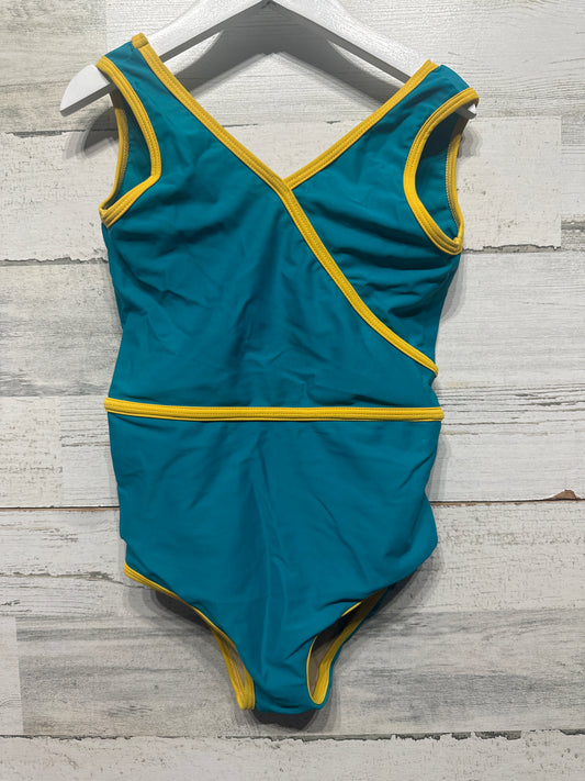 Girls Size Large (Youth) Five Dancewear Teal and Yellow Leotard - Very Good Used Condition