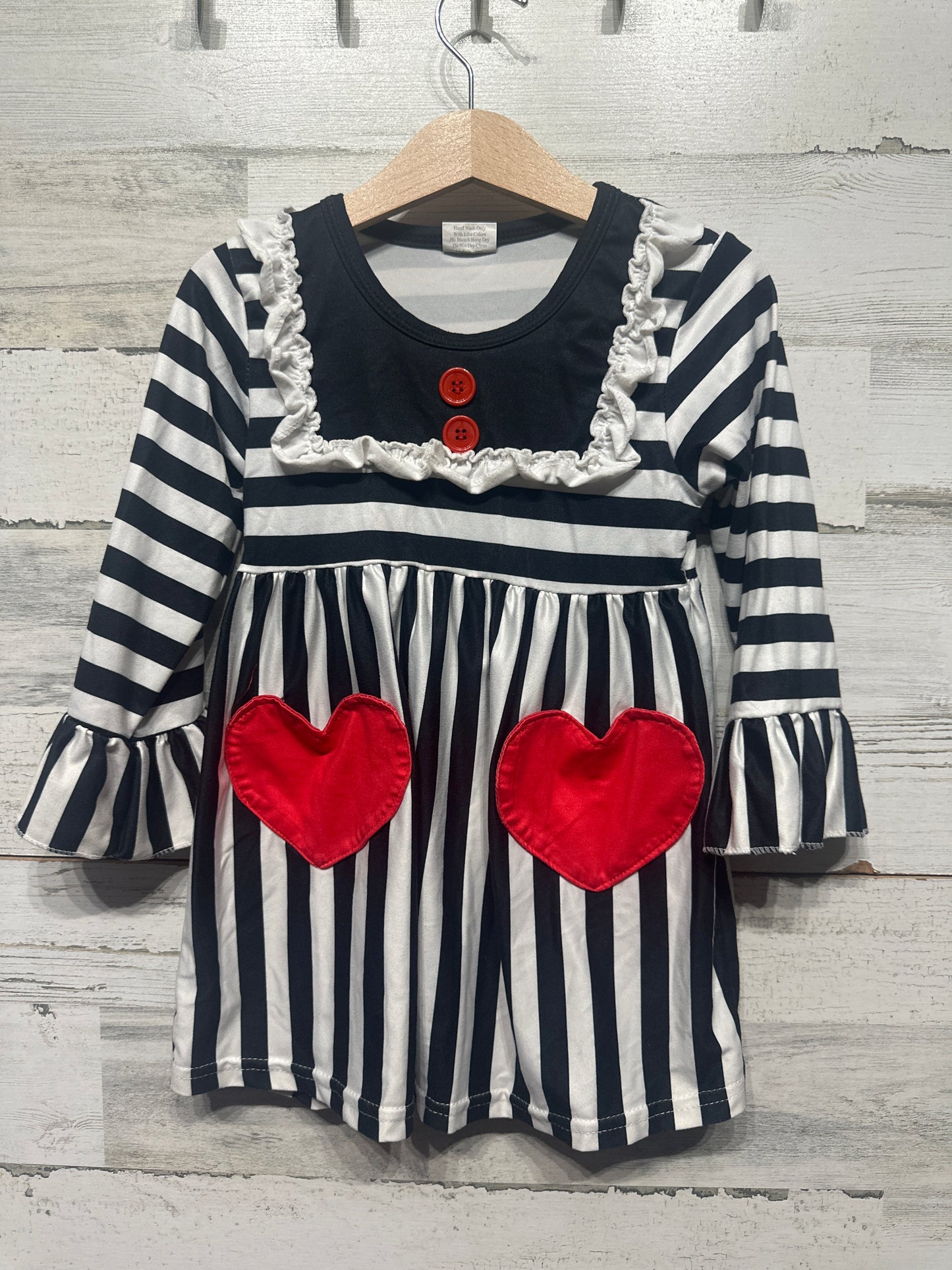 Girls Preowned Size 2t Striped Heart Dress- Good Used Condition