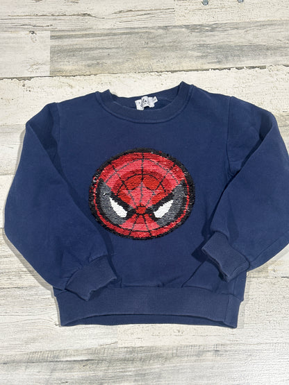 Lola + The Boys Navy Blue Spiderman/Captain America Flip Sequin Sweatshirt - Girls Size 8 - Very Good Used Condition