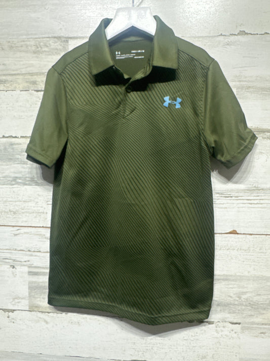 Boys Preowned Size Medium Under Armour Olive Green Loose Heat Gear Polo Shirt - Very Good Used Condition