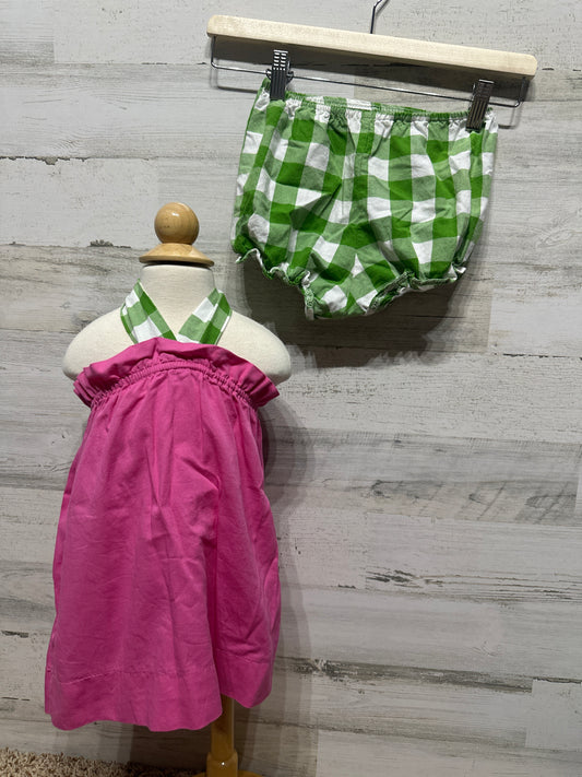 Girls Size 3t Prim and Proper Brand Pink and Green Plaid Outfit Set - Very Good Used Condition