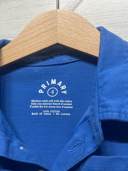 Primary Brand Boys Size 4 Blue Polo Shirt VGUC
