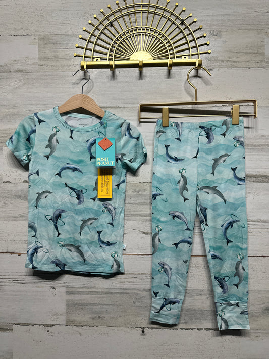 Size 4t Posh Peanut Bamboo Dolphin Pajama Set - New With Tags