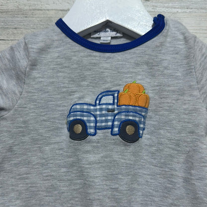 Boys Size 9m Magnolia baby blue truck with pumpkins bubble  - good used condition