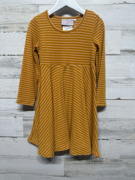 Girls Size 4 Serendipity Marigold Striped Ribbed Knit Dress - New With Tags