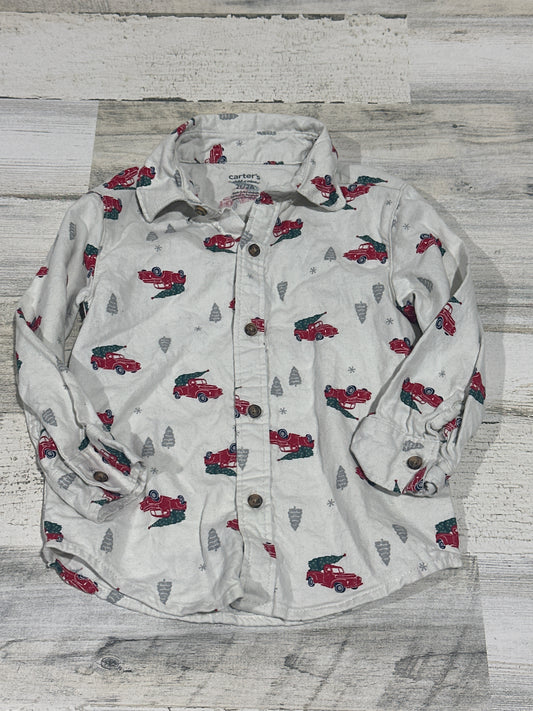 Holiday Little Red Truck Button Up Shirt - Carter's - Boys Size 2t - Very Good Used Condition