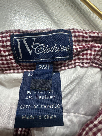 Size 2/2t JV Clothiers Texas ATM Aggies Maroon Gingham Shorts - Very Good Used Condition