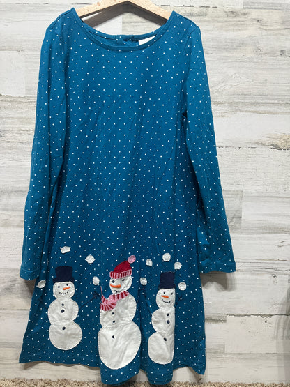 Girls Size 12 (150 cm) Hanna Andersson Snowman Applique Dress - Very Good Used Condition