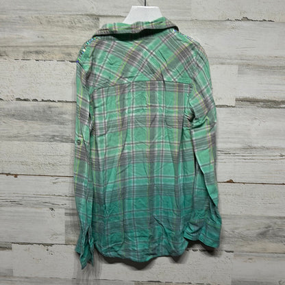 Girls Size 8 Justice Sequin Plaid Button Up - Good Used Condition