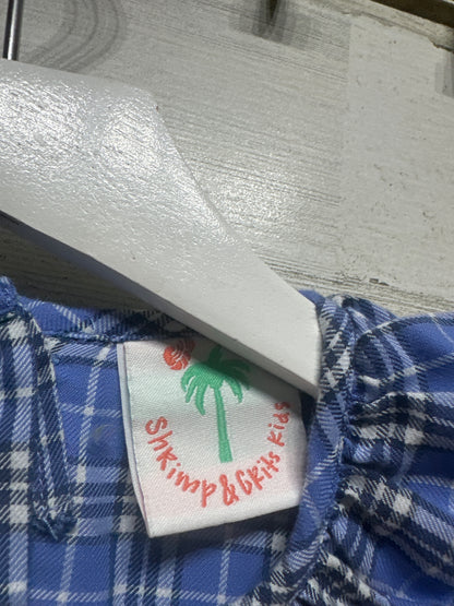 Girls Size 2t Shrimp and Grits Blue Plaid Dress - Very Good Used Condition