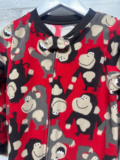 Boys Size 4t Carter’s Fleece Monkey Footie - Very Good Used Condition