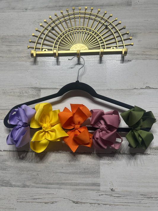 5” Hair Bow Lot on Alligator Clips (Set of 5) - Good Used Condition