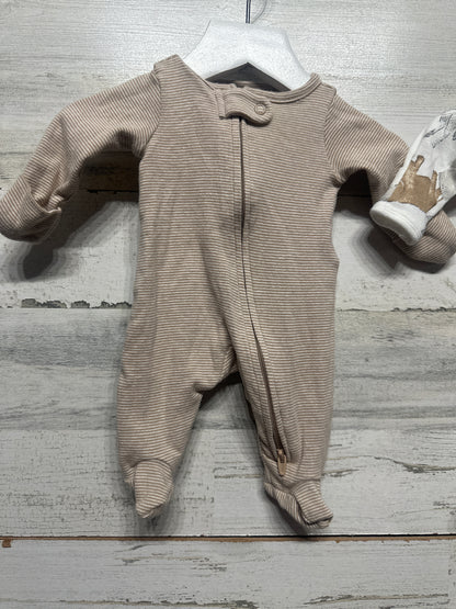 Size Preemie Carter's Child of Mine Cotton Footed Sleeper Lot (2 pieces) - Very Good Used Condition