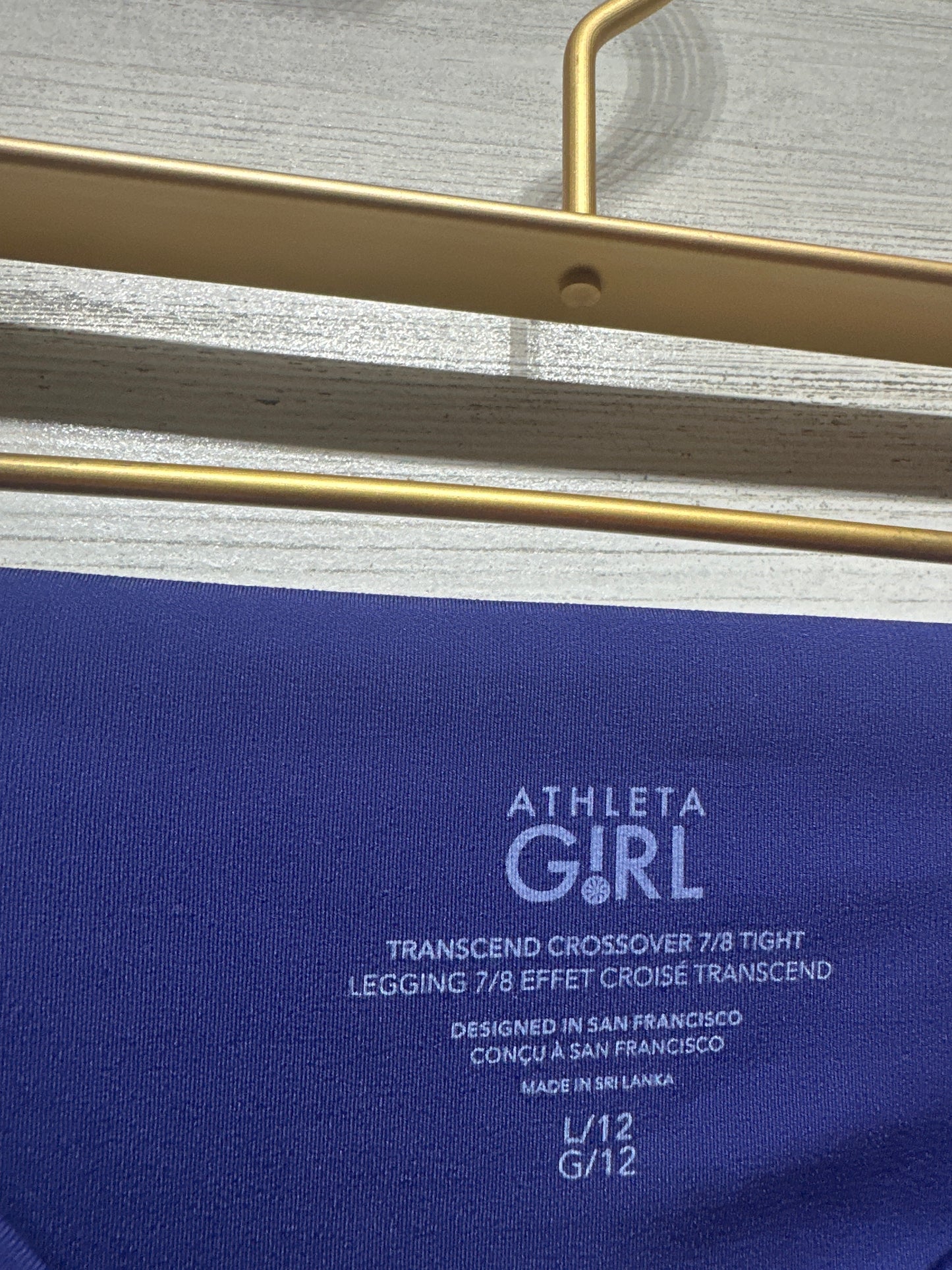 Girls Size 12 (Large) Athleta Girl Transcend Crossover 7/8 Tight Leggings - Very Good Used Condition