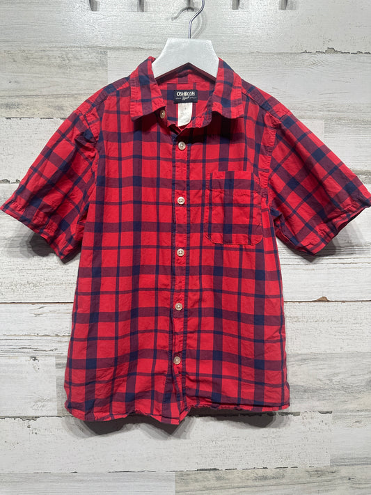 Boys Size 7 Osh Kosh Red Plaid Button Up Shirt - Very Good Used Condition