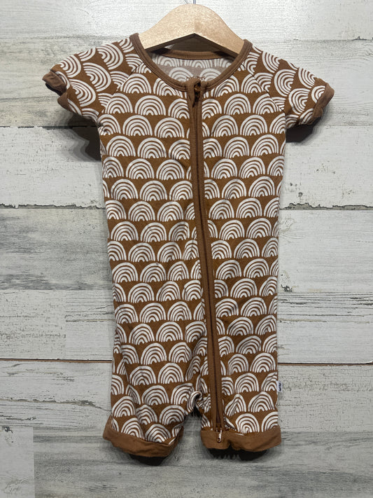 Little Sleepies Bamboo Rust Rainbows Size 12-18m Shorty Zippy Romper - VGUC