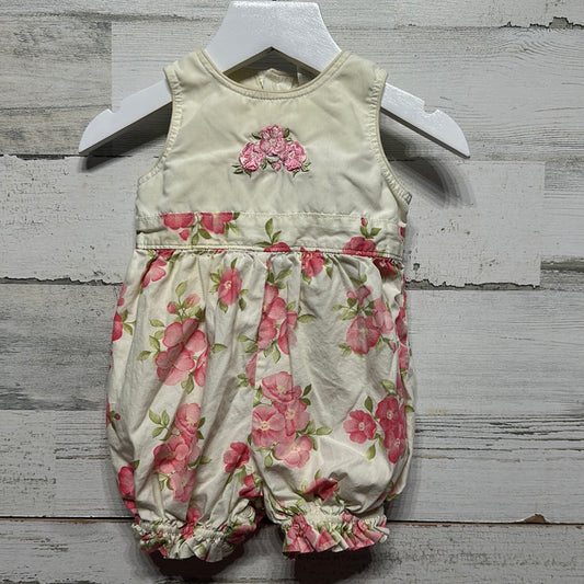 Girls Size 3m Little Me Pale Yellow Floral Romper - Good Used Condition