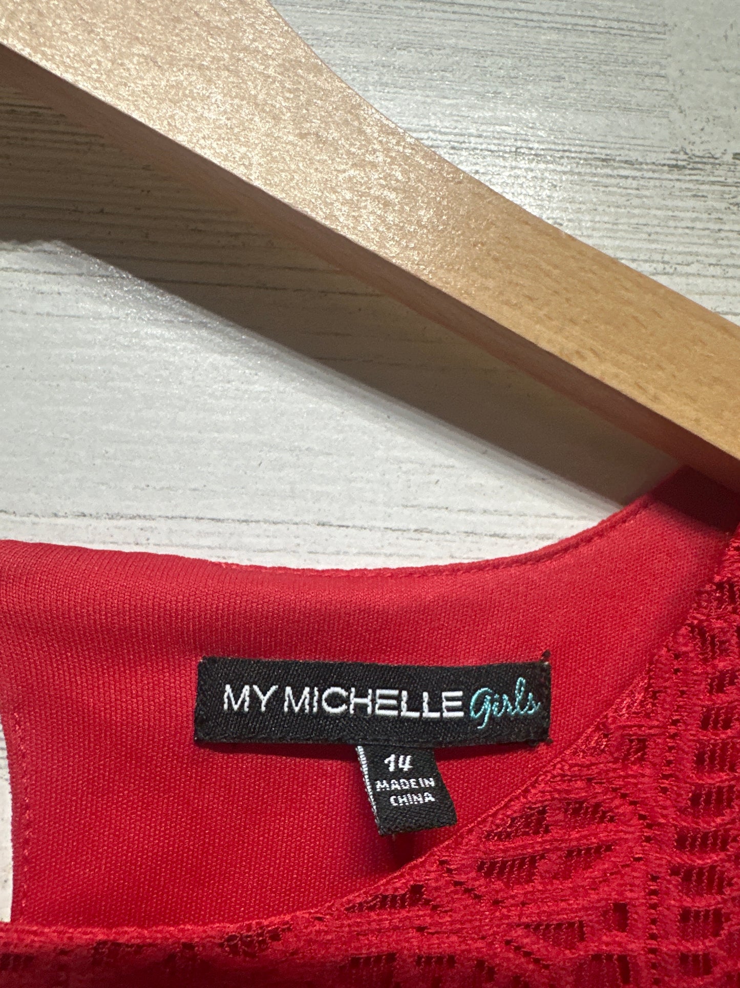 Girls Size 14 My Michelle Red Lace Dress - Very Good Used Condition
