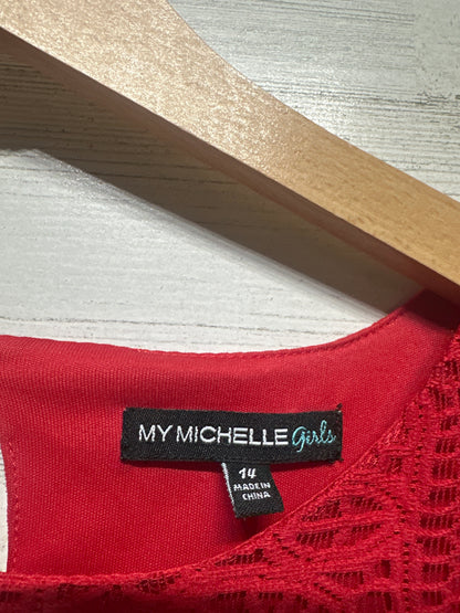 Girls Size 14 My Michelle Red Lace Dress - Very Good Used Condition