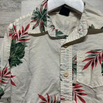 Boys Size 2t Gap White Tropical Leaf Button Up - Good Used Condition