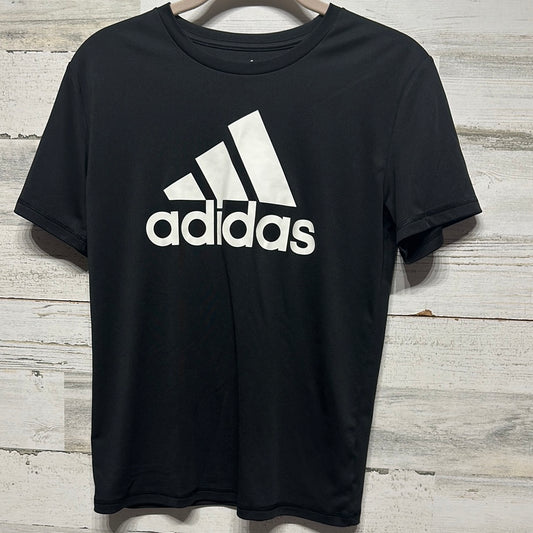 Boys Size 10-12 Adidas Drifit Material Black and White Logo Shirt - Good Used Condition