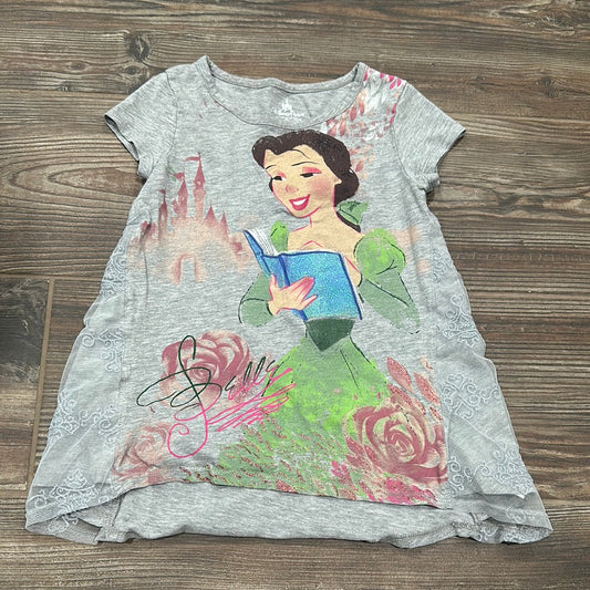 Girls Size Medium Disney - Beauty and the Beast - Belle - Grey Shirt - Good Used Condition