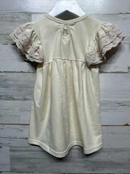 Size 2t Cream Lace Sleeve Dress - Very Good Used Condition