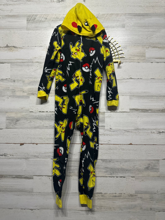 Boys Size 8 Pokémon Pikachu Hooded Fleece One Piece Zip Up Jumpsuit - Good Used Condition