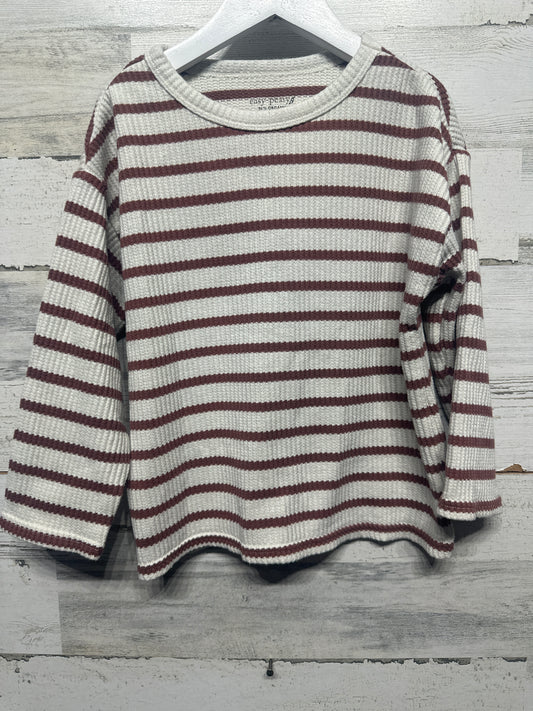 Size 5t Easy Peasy Organic Cotton Blend Boxy Striped Thermal Shirt - Very Good Used Condition