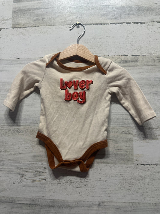 Boys Size 0-3m Wonder Nation Lover Boy Embroidered Bodysuit - Good Used Condition