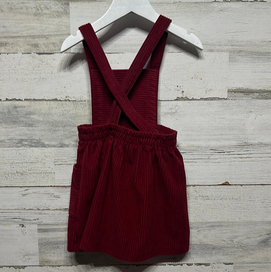 Girls Size 3t Wonder Nation Maroon Cord Jumper Dress - Very Good Used Condition