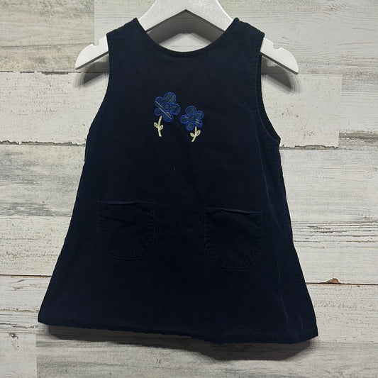 Girls Size 18m All Mine Navy Cord Floral Applique Dress - Good Used Condition