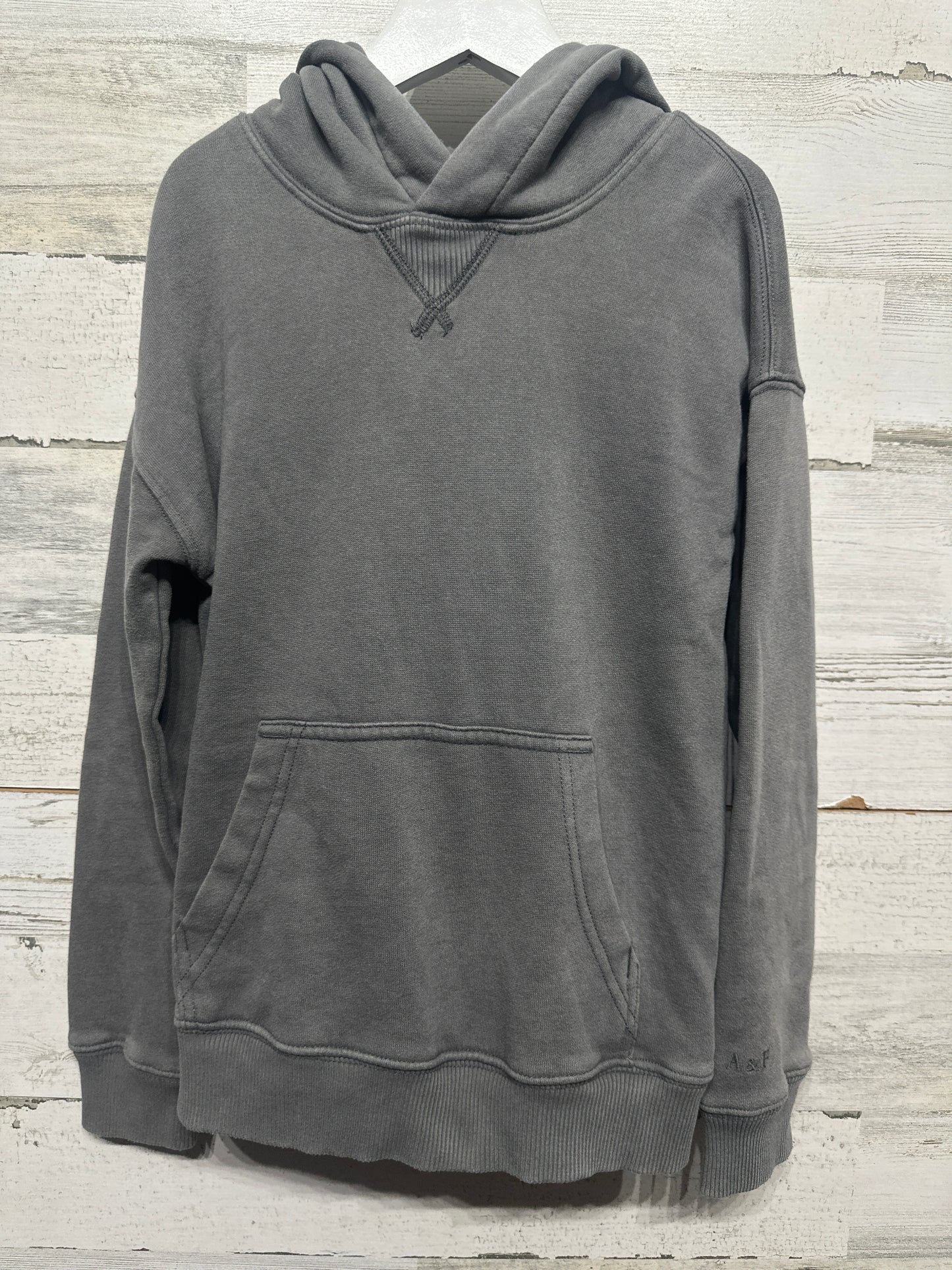 Boys Size 7/8 Abercrombie Kids Essentials Soft Gray Cozy Hoodie - Very Good Used Condition