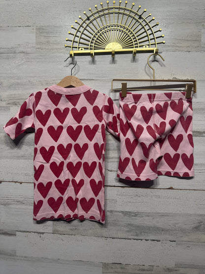 Girls Preowned Size 8 (130cm) Hanna Andersson Organic Cotton Heart Pajamas - Good Used Condition*